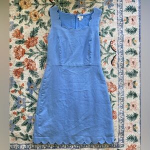 JCrew Baby Blue Scalloped Shift Dress 4